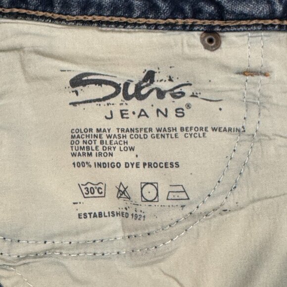 Silver Jeans Womens Blue Distressed Denim Tina Bootcut Double Button Waist Sz 32 - Picture 16 of 16